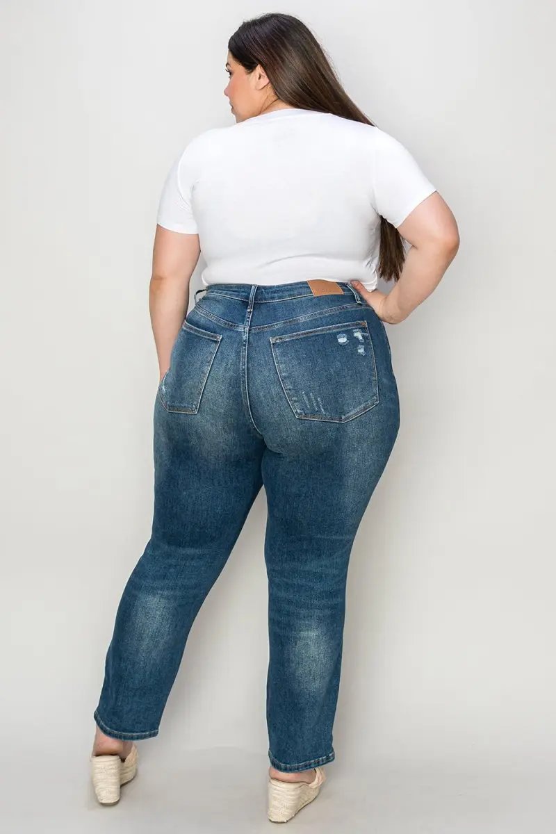 Judy Blue Full Size Tummy Control High Waist Slim Jeans - Love Salve